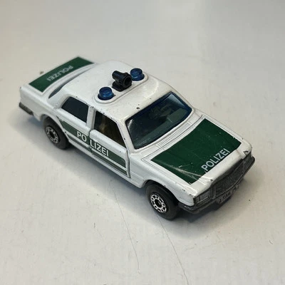 Matchbox Superfast 56 Mercedes 450 SEL German Polizei White/Green Vintage 1980s - Image 1 of 4