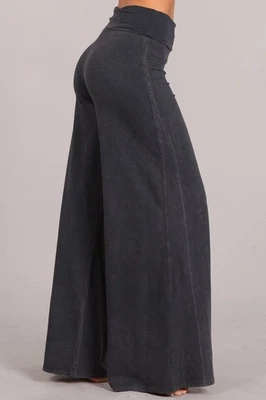 Chatoyant Mineral Wash Wide Leg Palazzo Pants Dark Ash Gray Small - Image 1 of 4