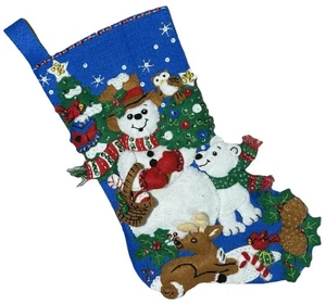 Handarbeit fertiger Bucilla Filz Applikation Weihnachtsstrumpf "Snow Friends" 86438 - Bild 1 von 7