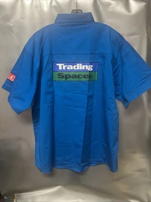 TLC Trading Spaces TV Show Cast & Crew Blue Button Up Shirt  XXL 100% Cotton NEW - Image 1 of 4