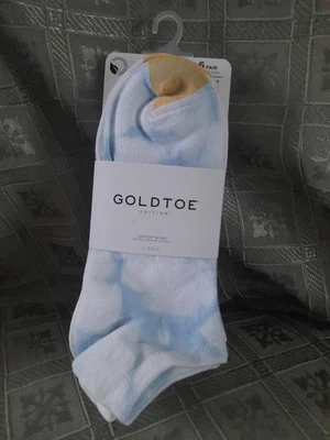 NUEVO Paquete de 6 calcetines forrados de algodón con puntera dorada blancos/tie-dye-zapato talla 6-9 Foto 1 de 4