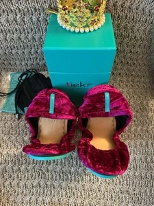 Tieks Flats Tyrian Purple Crushed Velvet Holiday Limited Edition Size 10 NEW - Picture 1 of 3