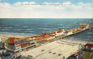 Vintage Linen Postcard Steel Pier Atlantic City NJ 1930s E.C. Kropp - Picture 1 of 2