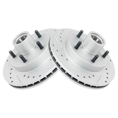 Performance Drilled Slotted Front Coated Brake Rotor Pair for Chevy S10 - Image 1 of 4