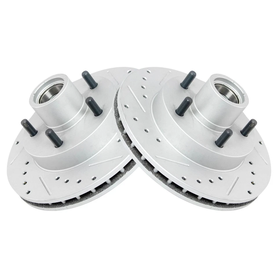 Performance Drilled Slotted Front Coated Brake Rotor Pair for Chevy S10 - Image 1 of 4