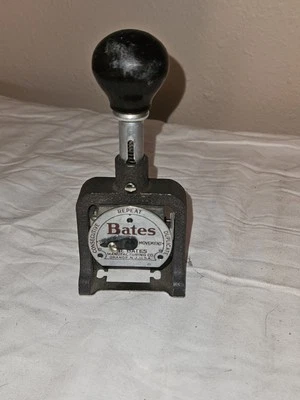 Vintage Bates Numbering Machine 6 Wheel Style E Stamper - Image 1 of 4