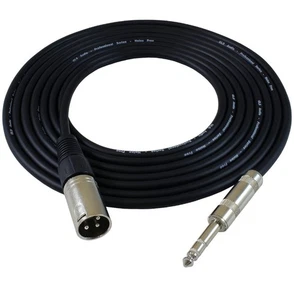 GLS Audio 25 Ft Patch Cable Cords - XLR Male to 1/4 inch TRS Black Cables - 25' - Picture 1 of 8