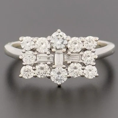 9ct White Gold Lab-Created Diamond Cluster Ring Size N Hallmarked - Image 1 of 4