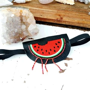 Watermelon Embroidered Beaded Eye Patch, Adjustable Vision Accessory, Ocular Aid - Picture 1 of 5