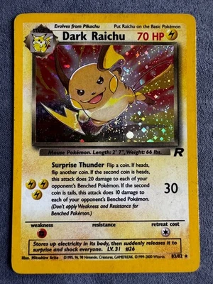 Pokémon 1999-2000 DARK RAICHU HOLO Swirl Team Rocket 83/82 WOTC EN - Immagine 1 di 3