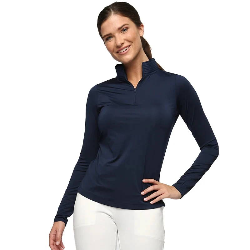 NUEVO CON ETIQUETAS Damas BELYN KEY Tinta Azul Marino BK Camisa de Golf Manga Larga Simulada XS S M L XL Foto 1 de 1