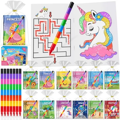 ZMLM 24 Libros para Colorear para Niños Favores de Fiesta a Granel 24 Crayones Mini Bo... Foto 1 de 4