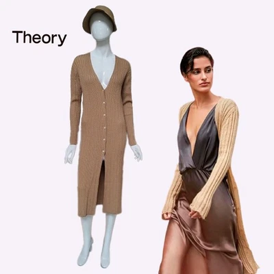 THEORY NEW Scandinavian OAT BERING 2-in-1 Cable Braided-Stripe Cardi/Dress 2 - Image 1 of 4