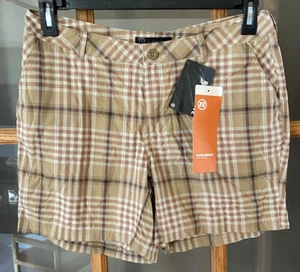 NWT Novara Women's Pilsen Bike Shorts Beige Plaid Casual Reflective - Picture 1 of 5