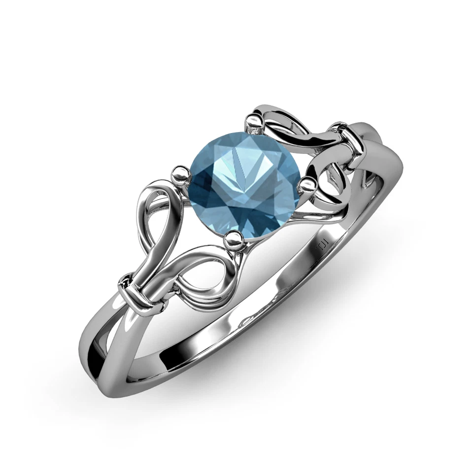 Blue Topaz Floral Solitaire Ring 1.05 ct in 14K Gold JP:34425 - Image 1 of 1