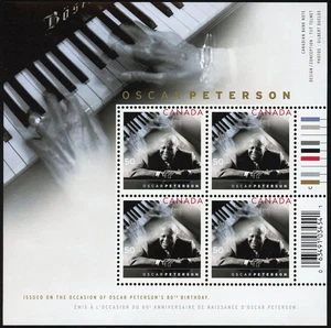 Canada Stamp #2118a - Oscar Peterson (1925-2007) and keyboard (2005) 4 x 50¢ ... - Picture 1 of 1