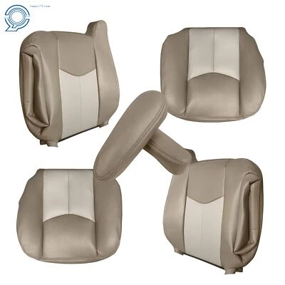For 2003-2006 GMC Yukon Sierra Denali Driver Passenger Seat Cover Bottom&Top Tan - Image 1 of 4