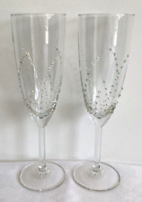 CRYSTAL 15 Wedding anniversary. 2 x Hand Decorated sparkle Wine Flutes Champagne