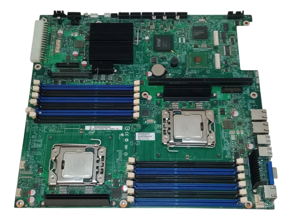 Intel S5520UR LGA1366 Server Motherboard w/ 2x SLBV4 Xeon E5620 CPU's | Working - Image 1 of 4