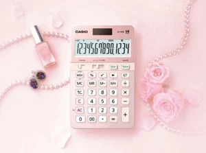 CASIO JS-40B-PK Extra Large Display PINK color 14-Digit Calculator Dual Power - Picture 1 of 3