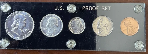 1952 US MINT Silver Proof Set in Black Holder, No Haze, Nice Color Cover