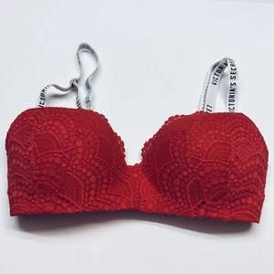 Victoria's Secret T-Shirt BH leicht gefüttert ohne Bügel Gr. 32DD rot Logo Träger - Bild 1 von 5