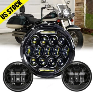 For VN Vulcan Classic Nomad Drifter 1500 7inch LED Headlight+fog lights - Picture 1 of 16