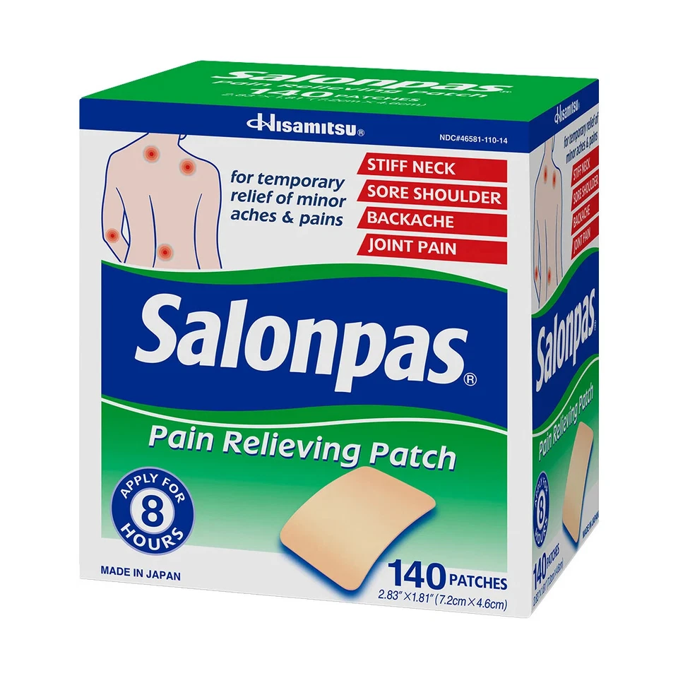 SALONPAS 140 Parches Alivio del Dolor Artritis Externa Alivio de Espalda ¡NUEVO! Foto 1 de 3