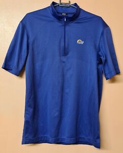 Lowe Alpine T Shirt Base Layer Top Blue 1/4 Zip Short Sleeve Dry Flo Size Medium