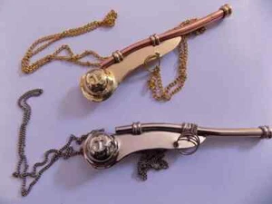 Set of 2 Boatswain Whistle 5" With Chain Bosun Call Pipe Nautical - Picture 1 of 3