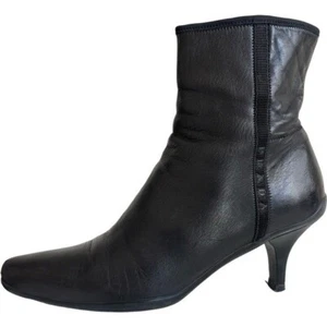 PRADA Leather Sock Boot Kitten Heel in Black Size 38.5/8.5 - Picture 1 of 14