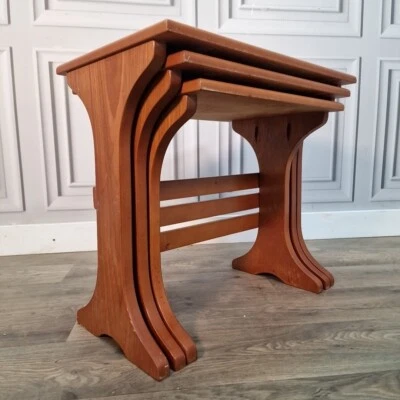 Retro Vintage Mid Century Nest Of Tables Teak Side Coffee Nesting Tables Table - Image 1 of 4