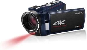 Minolta MN4K25NV 4K Ultra HD 30MP 3" Touchscreen Camcorder w/Night Vision, Blue - Picture 1 of 6