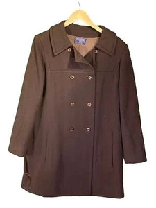 Vintage Pendleton Brown Double Breasted Wool Overcoat Size Large - Picture 1 of 3
