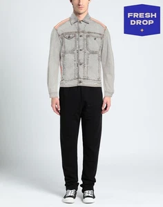 RRP €567 DIESEL D-Bas Denim Jacket Size M Grey Garment Dye Knitted Stripes - Picture 1 of 5