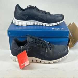 Reebok Classic Realflex Runner L Sneakers Mens Size 9 Navy Black Laceup Lowtop - Picture 1 of 14