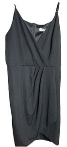 Manydress Women’s Black Faux Wrap Dress Knee Length Dress Sz XL NEW NWT - Picture 1 of 6