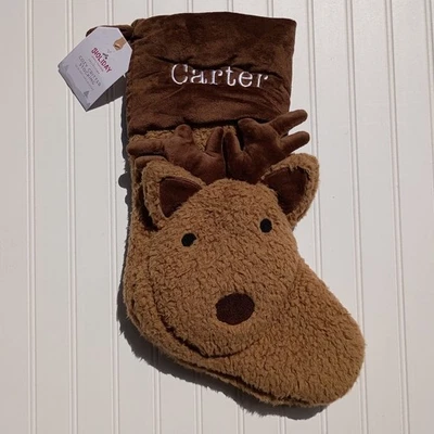 Medias de Navidad POTTERY BARN CARTER Reno Acogedor Critter Marrón Piel Sintética Nuevas con Etiquetas Foto 1 de 4