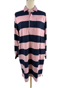 J. Crew 1984 Heritage Rugby Stripe Pink & Blue Shirt Dress Large NEW - Picture 1 of 6
