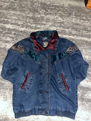 VINTAGE 1980s CURRENT SEEN BLANKET LINED OVERSIZE DENIM JACKET MENS SIZE L RETRO - Image 1 of 4
