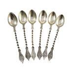 6 Antique solid silver Danish twist handle teaspoons C Mortensen 1902-1904