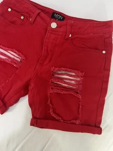ROTE Jeans Denim Shorts Herren Größe 30 (eigentlich 32") Distressed Knopfleiste 4. Juli - Bild 1 von 5