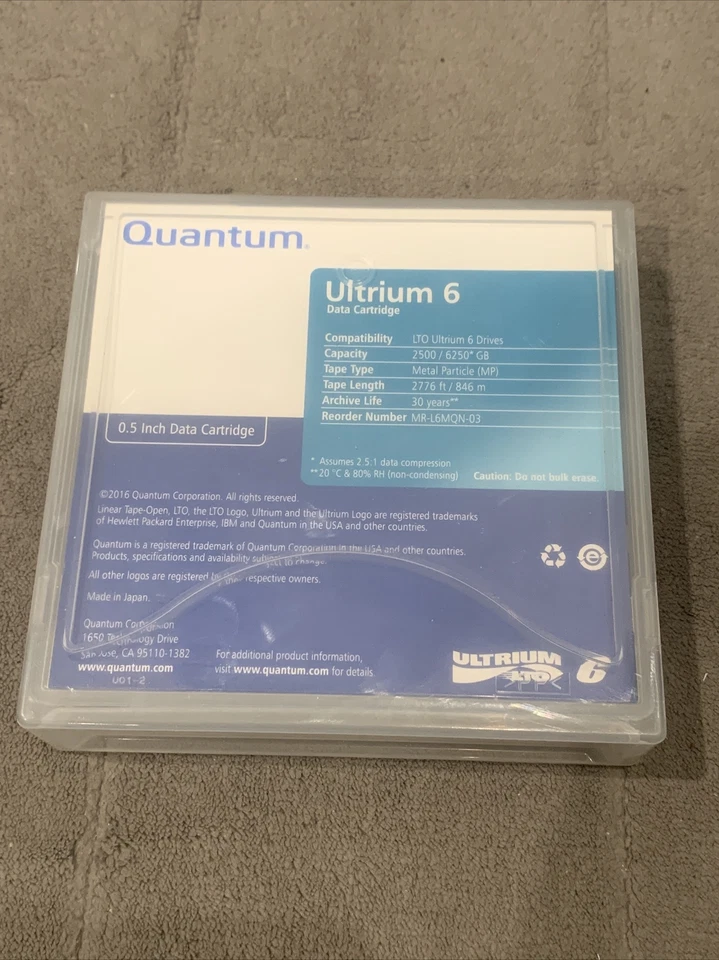 Quantum, LTO-6 Tape Media, P/N MR-L6MQN-01 (Brand New) - Image 1 of 2