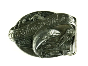 I'd Rather Be Fishing novelty western belt buckle vintage Siskiyou 1985 - Picture 1 of 11