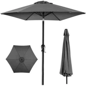 Gray 10 ft. Steel Market Patio Umbrella with Crank and Tilt - Picture 1 of 6