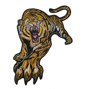 Large Iron-On Tiger Patch - 10x11.5 inches - Embroidered Sewing Applique - Picture 1 of 2