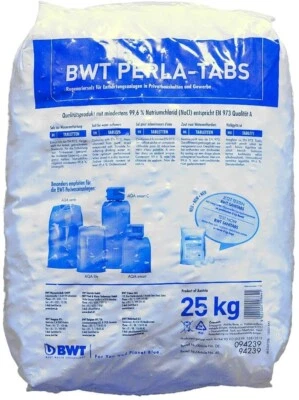 BWT PERLA TABS Regeneriersalz 25 Kg 99,9% Reinheitsgrad, Kissenform