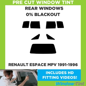 For Renault Espace MPV 1991-1996 Pre Cut Window Tint Rear 0% Blackout Film - Picture 1 of 10