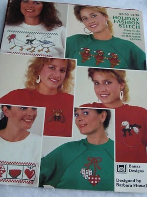 VTG 1987 Banar Holiday Fashion Stitch Waste Canvas Cross Stitch CL 78 Bear Heart - Image 1 of 4