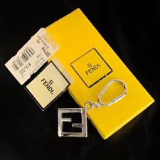 Fendi FF Zucca Logo Design Silver Bag Charm Alloy w/box Full length 11cm Used